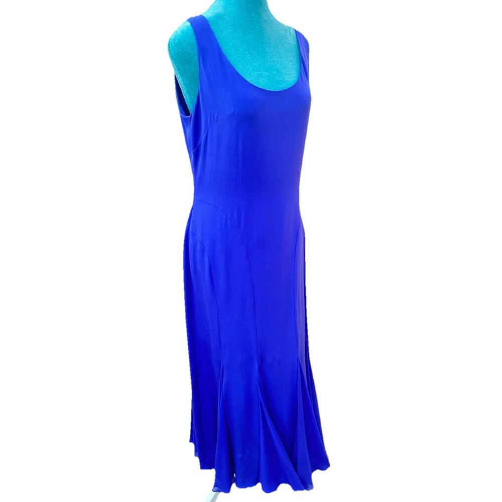 Donna Karan Silk Dress 8 midi dress mermaid bottom blue